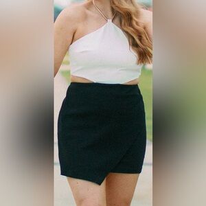 Amanda Uprichard Dress. Black/White with gold halter